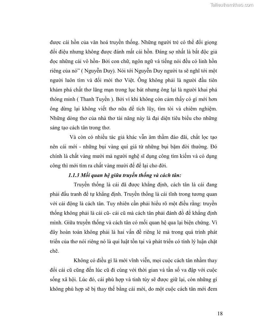 Luận văn thạc sĩ giáo dục học Truyền thống và cách tân trong thơ Nguyễn Duy - 2 Trang 18