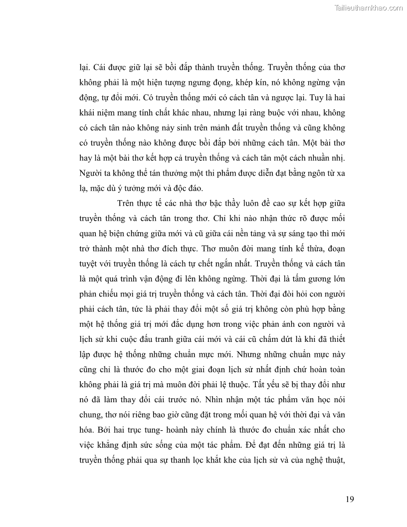 Luận văn thạc sĩ giáo dục học Truyền thống và cách tân trong thơ Nguyễn Duy - 2 Trang 19