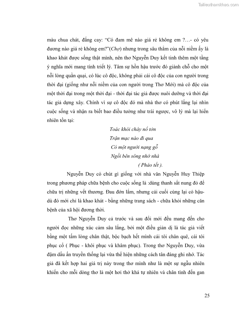 Luận văn thạc sĩ giáo dục học Truyền thống và cách tân trong thơ Nguyễn Duy - 3 Trang 25