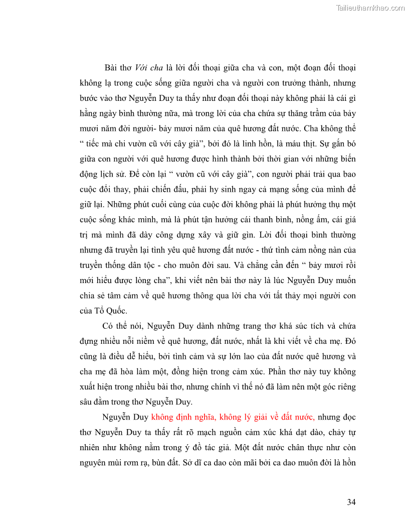 Luận văn thạc sĩ giáo dục học Truyền thống và cách tân trong thơ Nguyễn Duy - 3 Trang 34