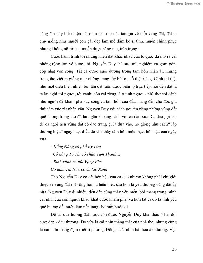 Luận văn thạc sĩ giáo dục học Truyền thống và cách tân trong thơ Nguyễn Duy - 3 Trang 36
