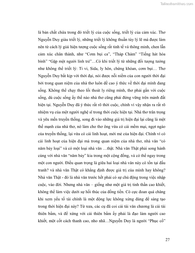 Luận văn thạc sĩ giáo dục học Truyền thống và cách tân trong thơ Nguyễn Duy - 3 Trang 27