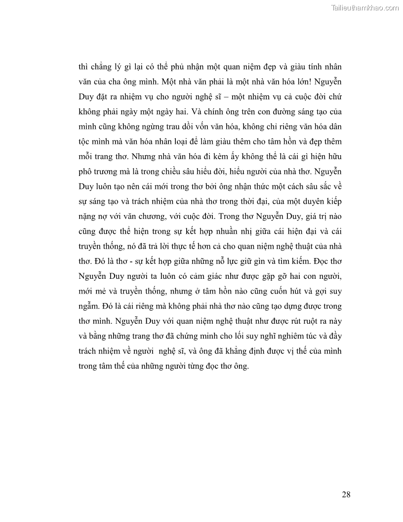 Luận văn thạc sĩ giáo dục học Truyền thống và cách tân trong thơ Nguyễn Duy - 3 Trang 28
