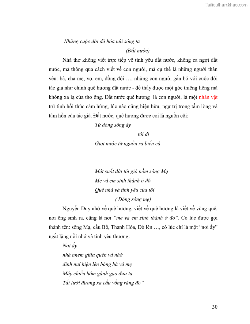 Luận văn thạc sĩ giáo dục học Truyền thống và cách tân trong thơ Nguyễn Duy - 3 Trang 30