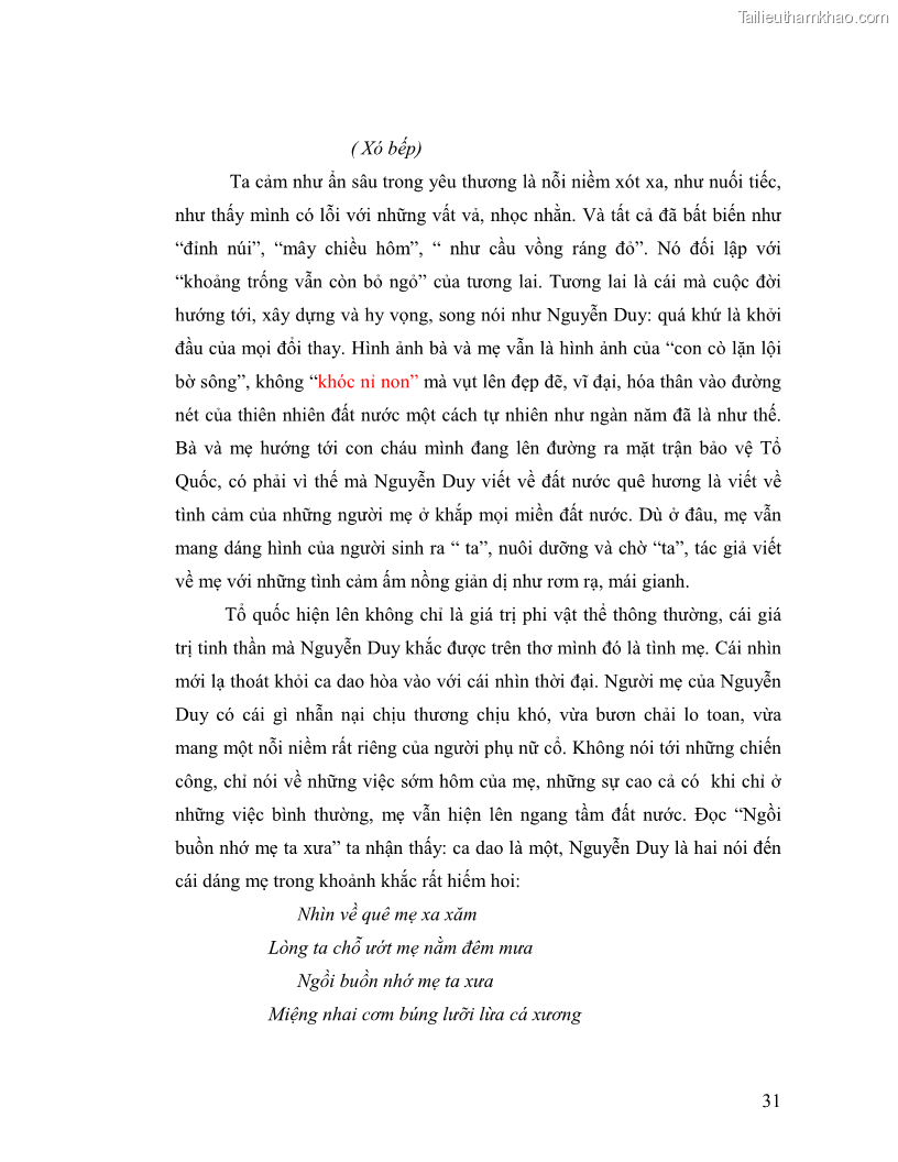 Luận văn thạc sĩ giáo dục học Truyền thống và cách tân trong thơ Nguyễn Duy - 3 Trang 31