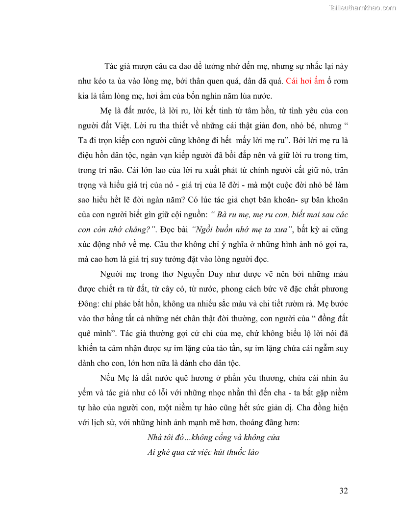 Luận văn thạc sĩ giáo dục học Truyền thống và cách tân trong thơ Nguyễn Duy - 3 Trang 32