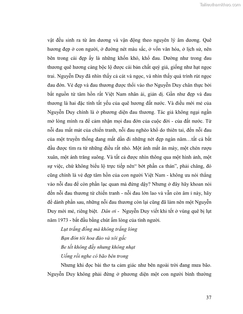 Luận văn thạc sĩ giáo dục học Truyền thống và cách tân trong thơ Nguyễn Duy - 4 Trang 37