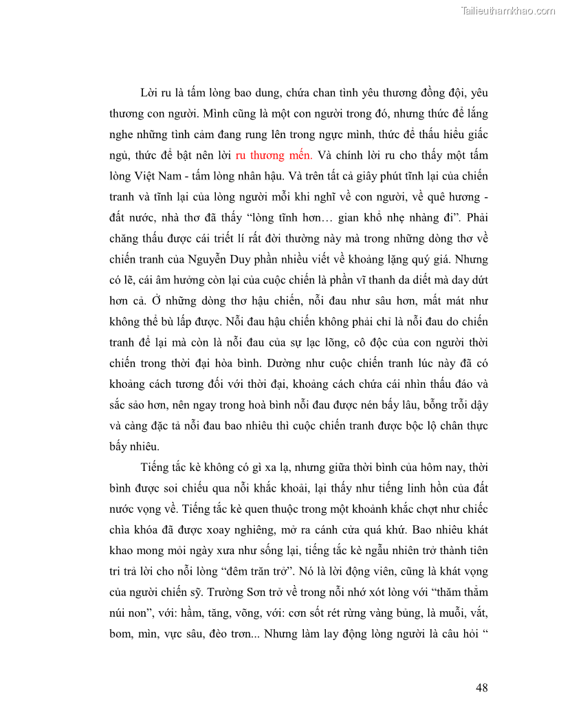 Luận văn thạc sĩ giáo dục học Truyền thống và cách tân trong thơ Nguyễn Duy - 4 Trang 48