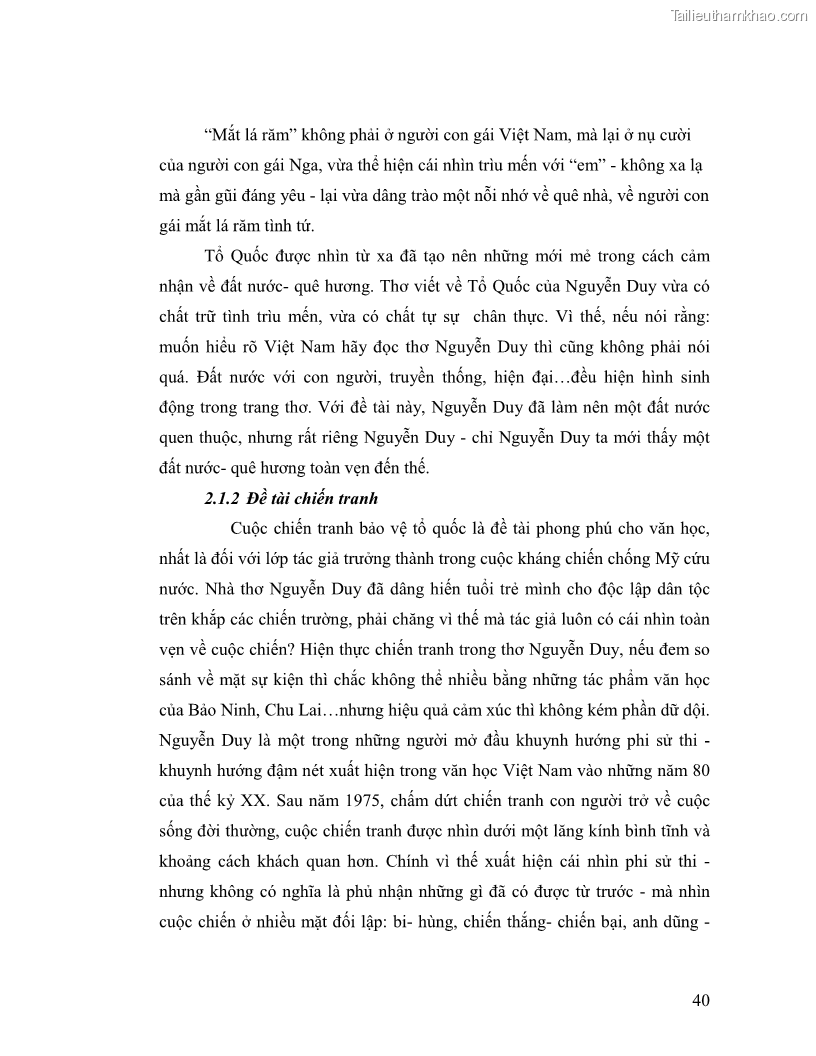 Luận văn thạc sĩ giáo dục học Truyền thống và cách tân trong thơ Nguyễn Duy - 4 Trang 40