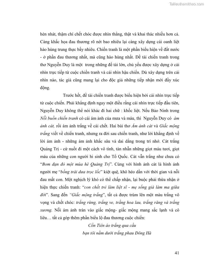 Luận văn thạc sĩ giáo dục học Truyền thống và cách tân trong thơ Nguyễn Duy - 4 Trang 41