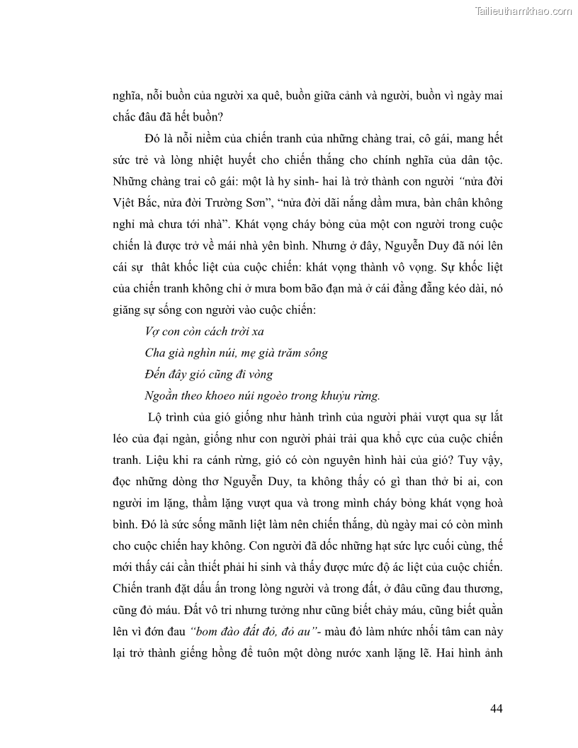 Luận văn thạc sĩ giáo dục học Truyền thống và cách tân trong thơ Nguyễn Duy - 4 Trang 44