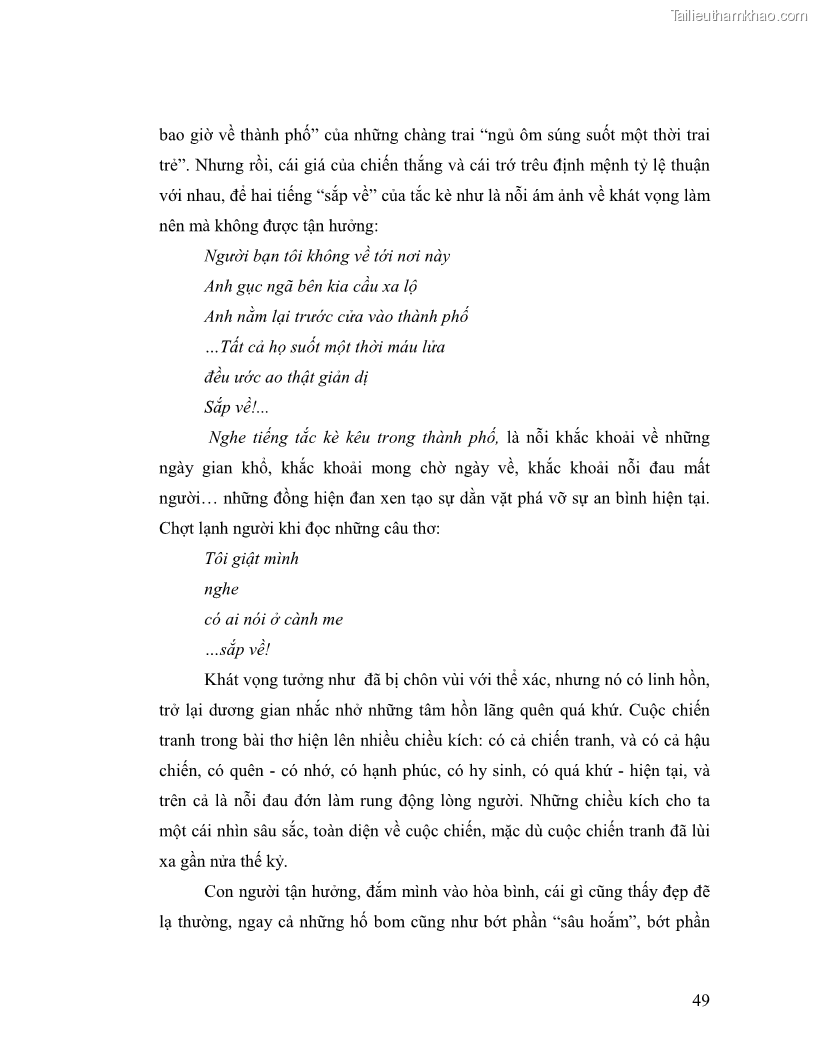 Luận văn thạc sĩ giáo dục học Truyền thống và cách tân trong thơ Nguyễn Duy - 5 Trang 49