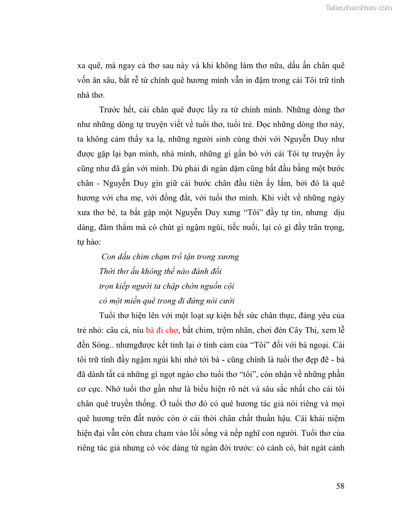 Luận văn thạc sĩ giáo dục học Truyền thống và cách tân trong thơ Nguyễn Duy - 5 Trang 58