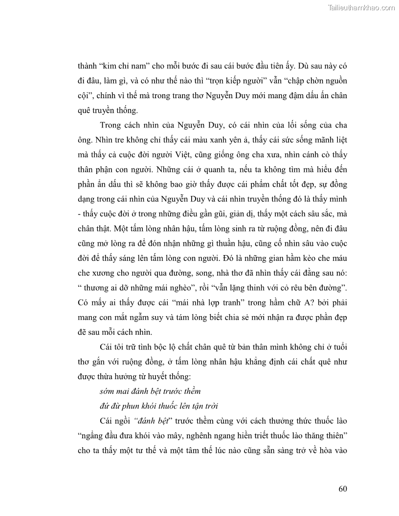 Luận văn thạc sĩ giáo dục học Truyền thống và cách tân trong thơ Nguyễn Duy - 5 Trang 60