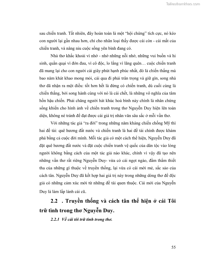 Luận văn thạc sĩ giáo dục học Truyền thống và cách tân trong thơ Nguyễn Duy - 5 Trang 55