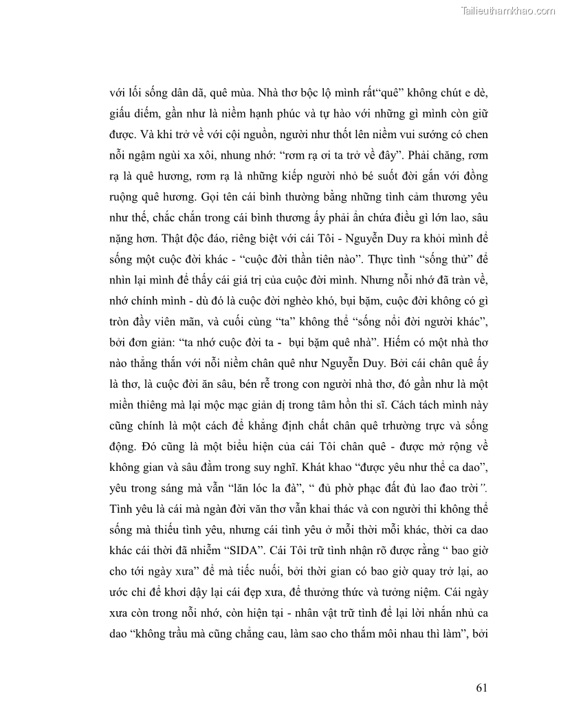 Luận văn thạc sĩ giáo dục học Truyền thống và cách tân trong thơ Nguyễn Duy - 6 Trang 61