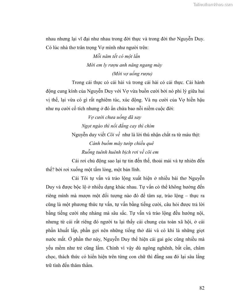 Luận văn thạc sĩ giáo dục học Truyền thống và cách tân trong thơ Nguyễn Duy - 7 Trang 82
