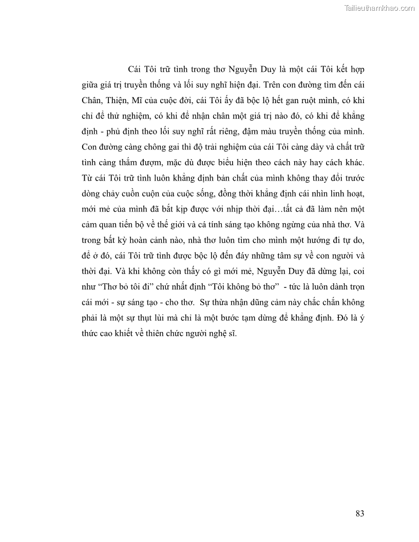 Luận văn thạc sĩ giáo dục học Truyền thống và cách tân trong thơ Nguyễn Duy - 7 Trang 83