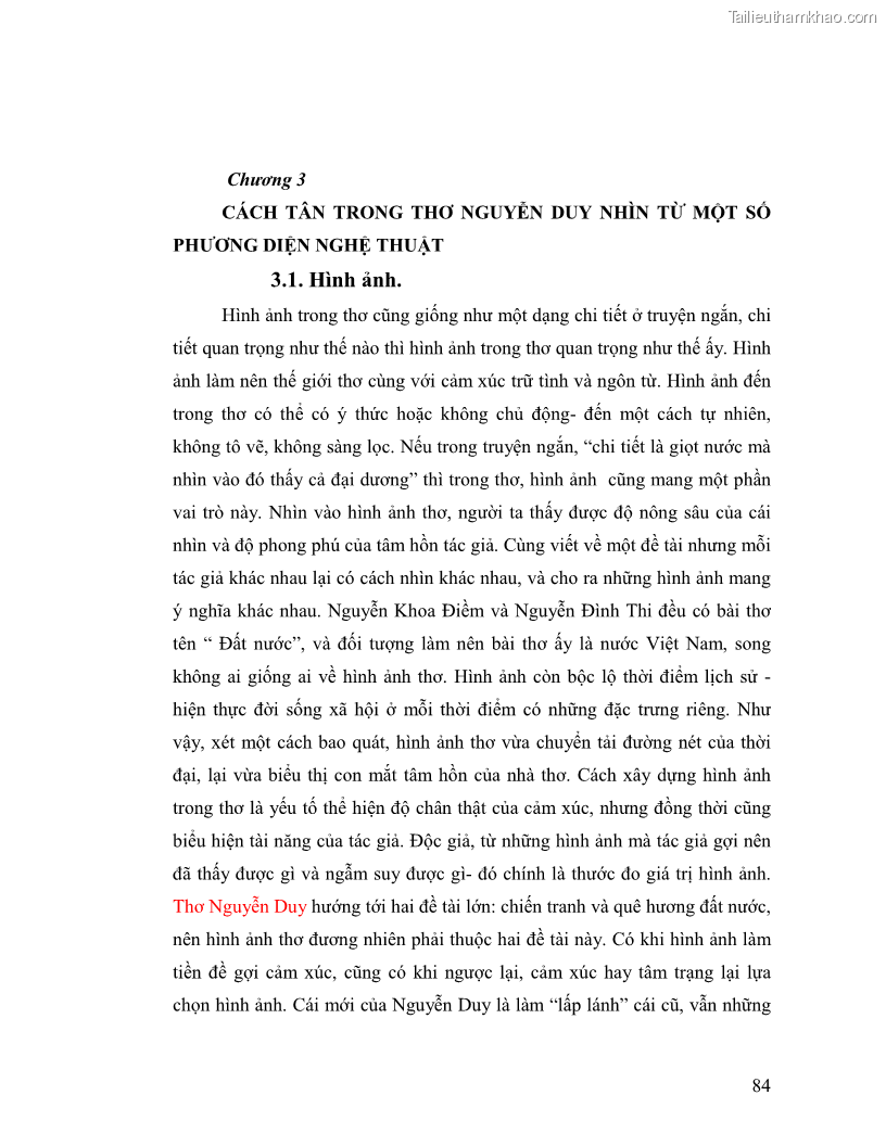Luận văn thạc sĩ giáo dục học Truyền thống và cách tân trong thơ Nguyễn Duy - 7 Trang 84