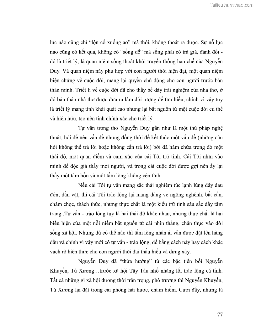 Luận văn thạc sĩ giáo dục học Truyền thống và cách tân trong thơ Nguyễn Duy - 7 Trang 77