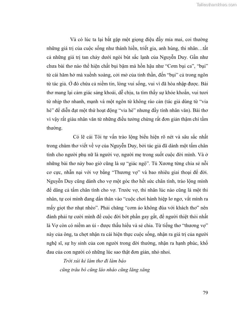 Luận văn thạc sĩ giáo dục học Truyền thống và cách tân trong thơ Nguyễn Duy - 7 Trang 79