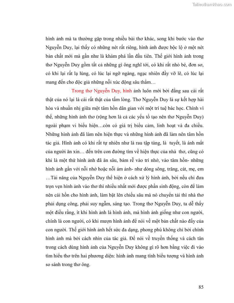 Luận văn thạc sĩ giáo dục học Truyền thống và cách tân trong thơ Nguyễn Duy - 8 Trang 85