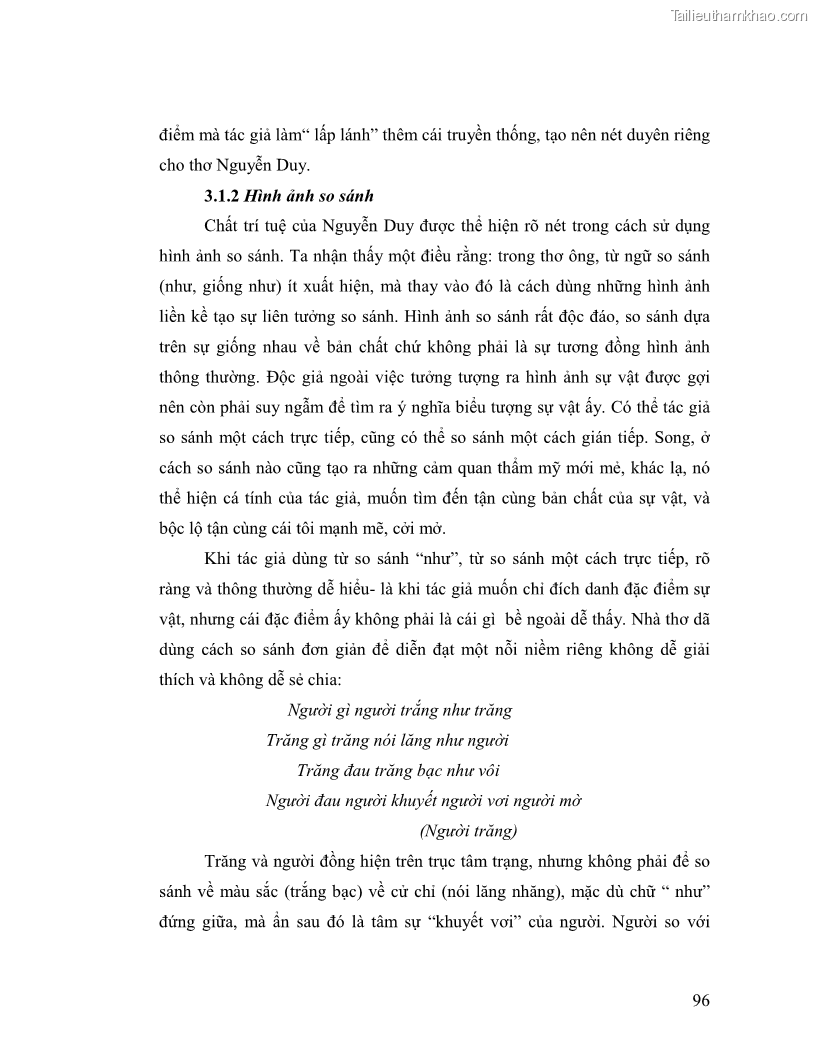 Luận văn thạc sĩ giáo dục học Truyền thống và cách tân trong thơ Nguyễn Duy - 8 Trang 96