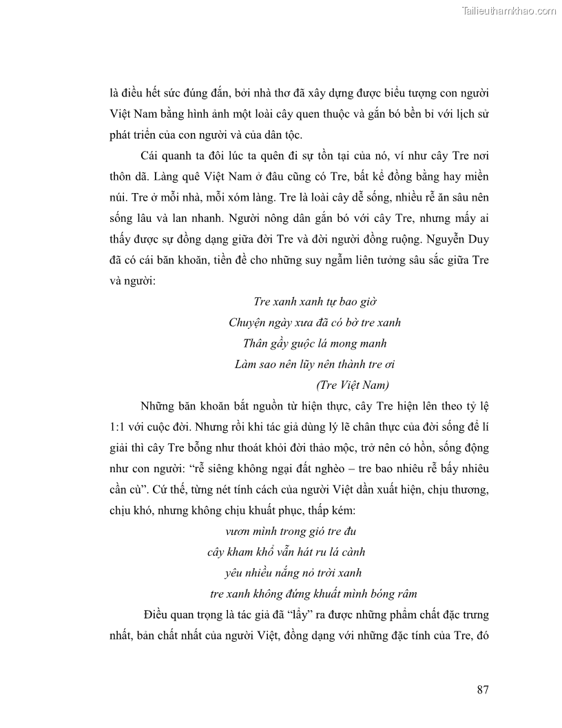 Luận văn thạc sĩ giáo dục học Truyền thống và cách tân trong thơ Nguyễn Duy - 8 Trang 87
