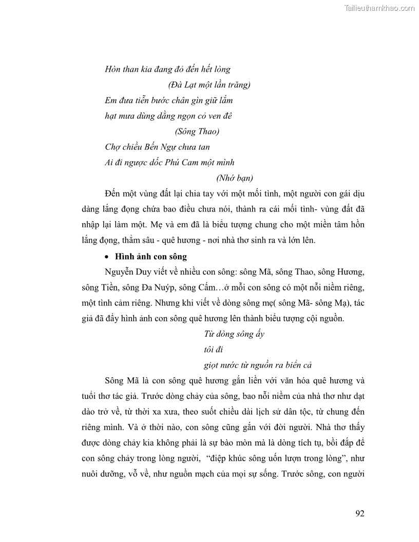 Luận văn thạc sĩ giáo dục học Truyền thống và cách tân trong thơ Nguyễn Duy - 8 Trang 92