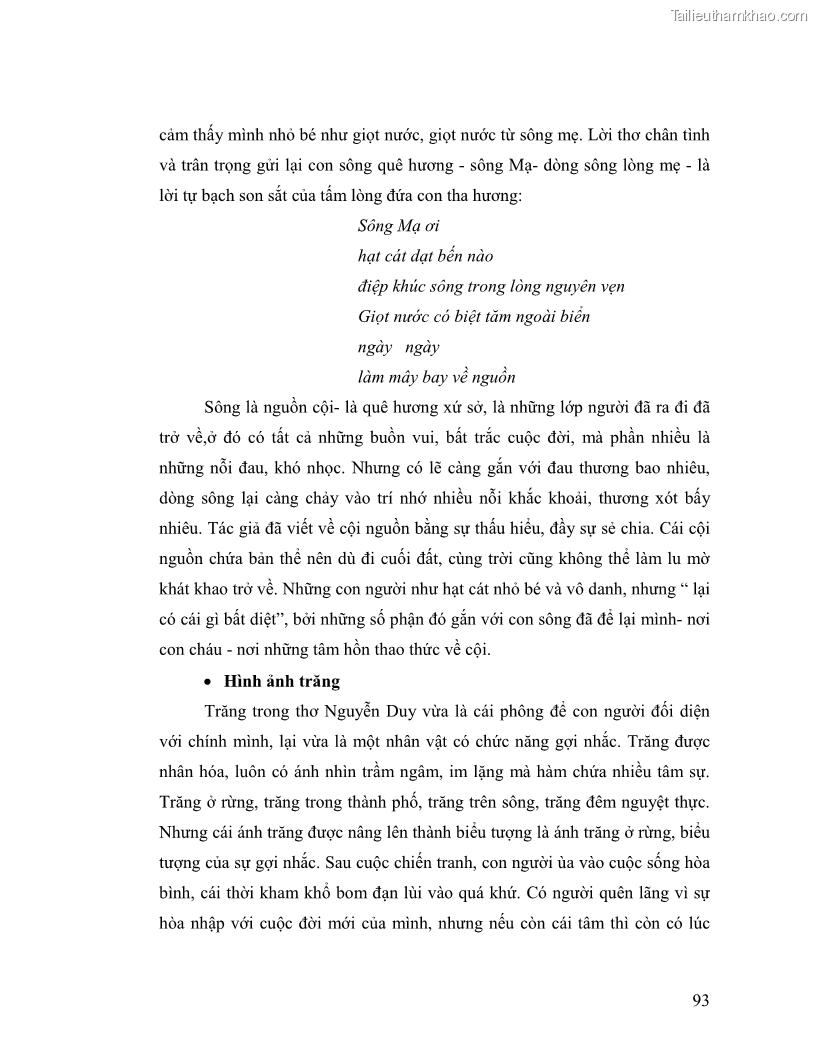 Luận văn thạc sĩ giáo dục học Truyền thống và cách tân trong thơ Nguyễn Duy - 8 Trang 93