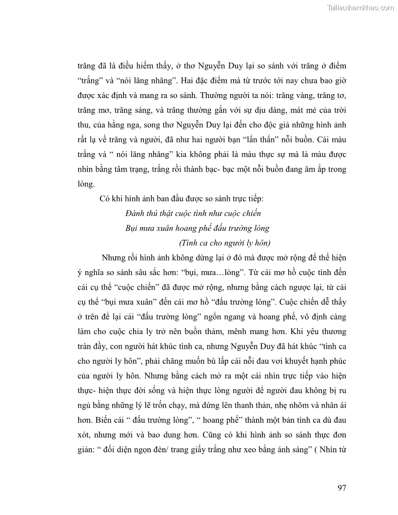Luận văn thạc sĩ giáo dục học Truyền thống và cách tân trong thơ Nguyễn Duy - 9 Trang 97