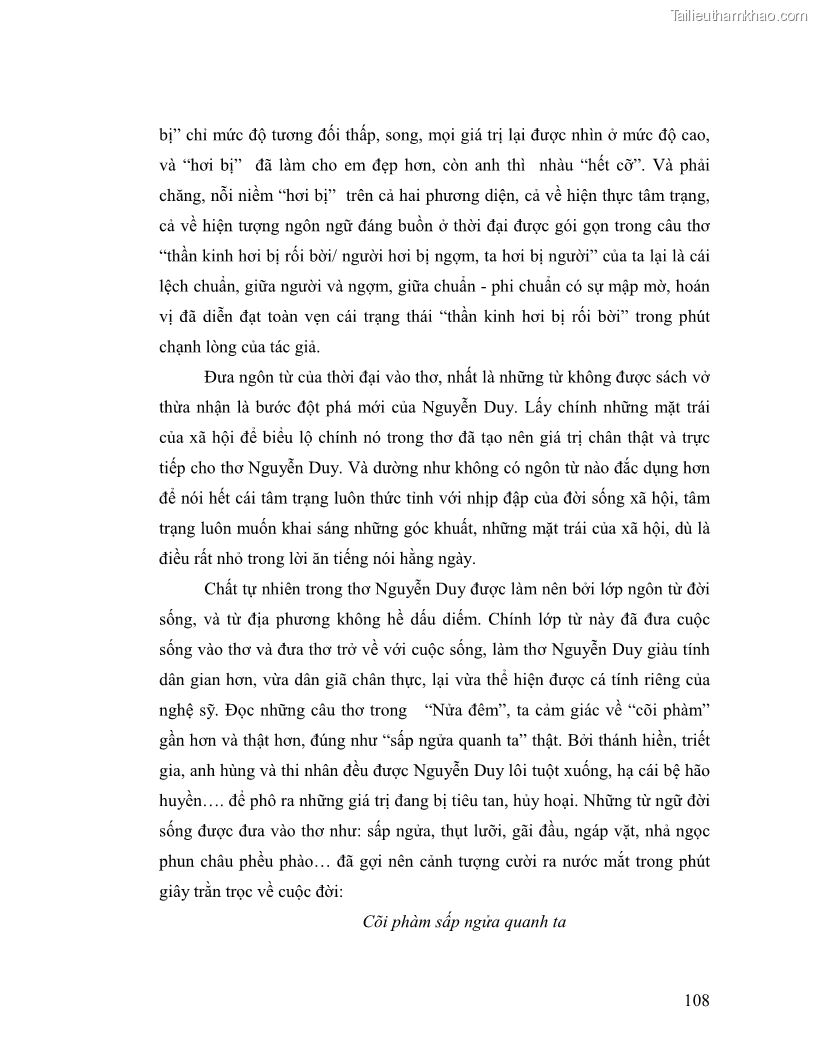 Luận văn thạc sĩ giáo dục học Truyền thống và cách tân trong thơ Nguyễn Duy - 9 Trang 108