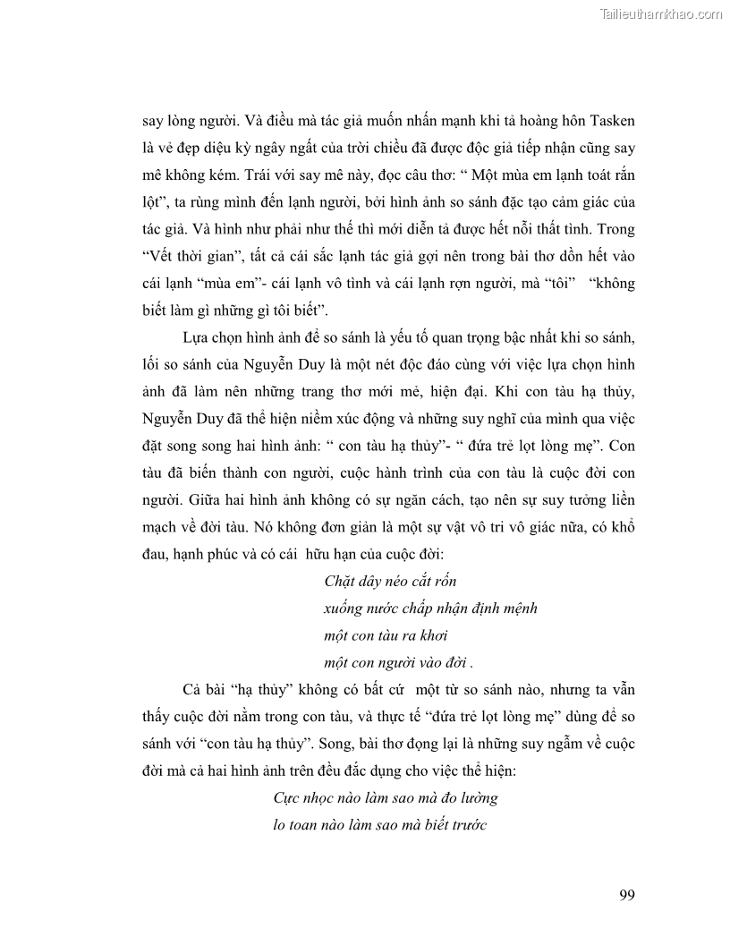 Luận văn thạc sĩ giáo dục học Truyền thống và cách tân trong thơ Nguyễn Duy - 9 Trang 99