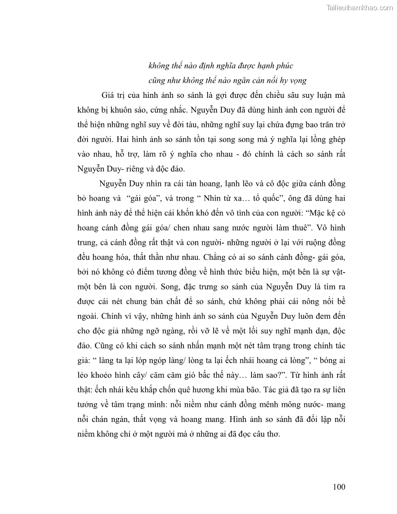 Luận văn thạc sĩ giáo dục học Truyền thống và cách tân trong thơ Nguyễn Duy - 9 Trang 100