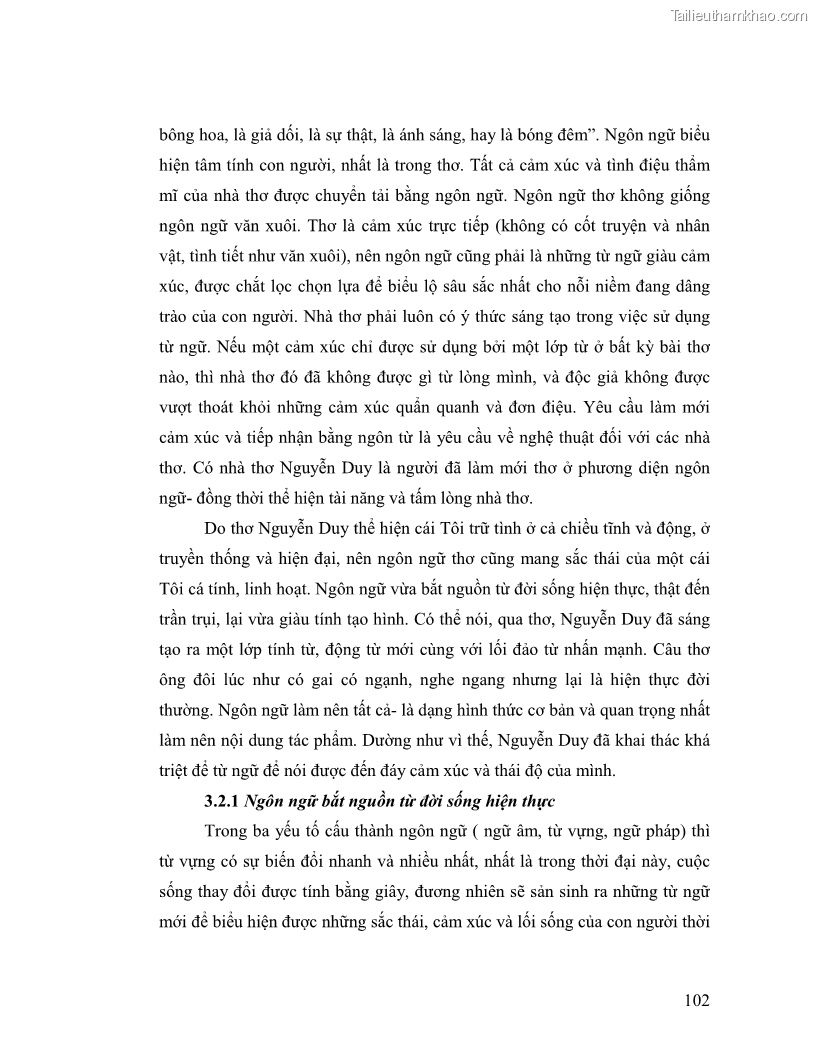 Luận văn thạc sĩ giáo dục học Truyền thống và cách tân trong thơ Nguyễn Duy - 9 Trang 102