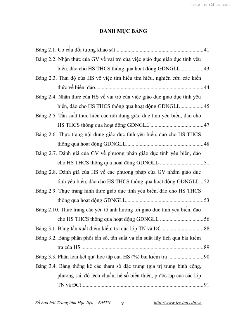Luận văn thạc sĩ khoa học giáo dục Giáo dục tình yêu biển đảo cho học sinh THCS huyện Tứ Kỳ tỉnh Hải Dương thông qua các hoạt động giáo dục ngoài giờ lên lớp - 1 Trang 11