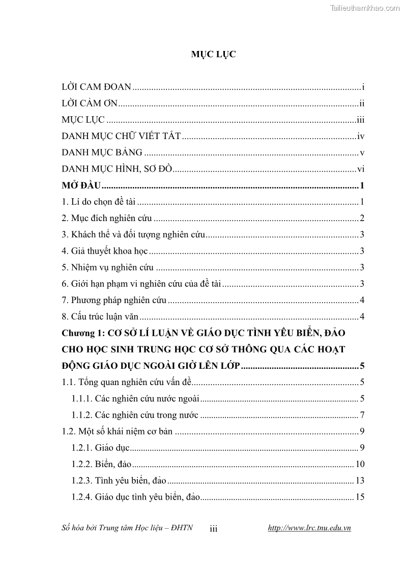 Luận văn thạc sĩ khoa học giáo dục Giáo dục tình yêu biển đảo cho học sinh THCS huyện Tứ Kỳ tỉnh Hải Dương thông qua các hoạt động giáo dục ngoài giờ lên lớp - 1 Trang 5