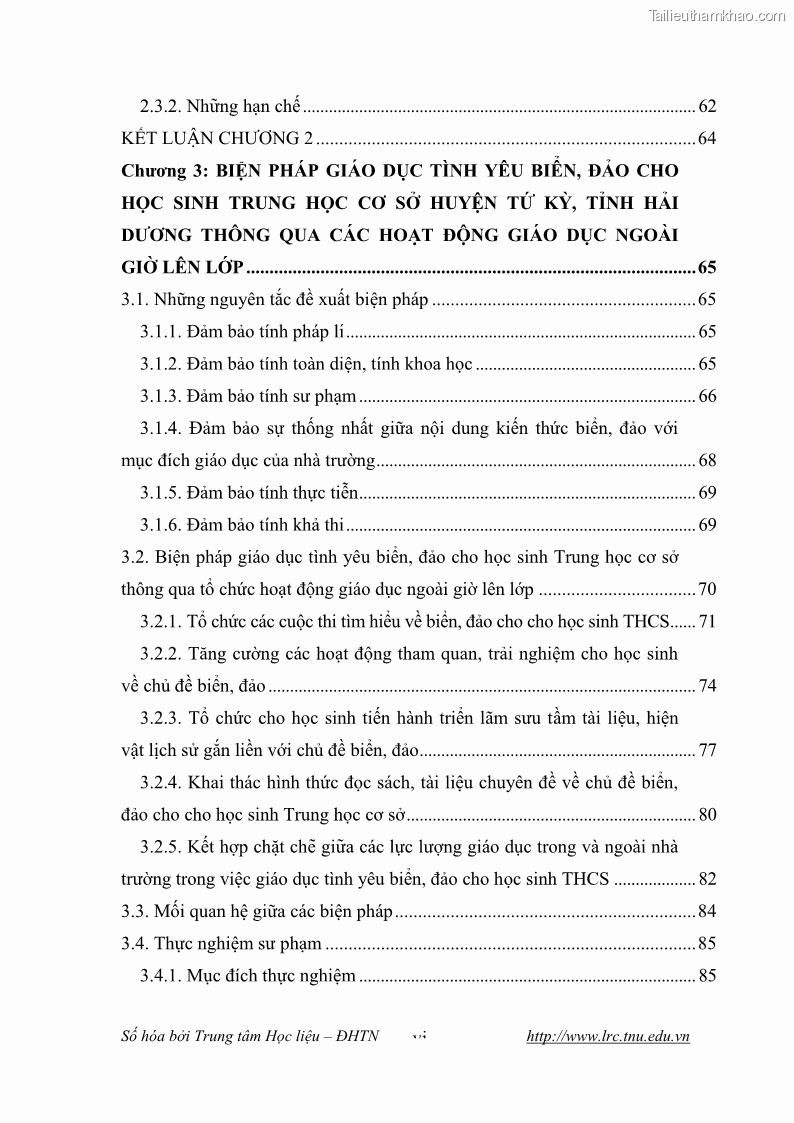 Luận văn thạc sĩ khoa học giáo dục Giáo dục tình yêu biển đảo cho học sinh THCS huyện Tứ Kỳ tỉnh Hải Dương thông qua các hoạt động giáo dục ngoài giờ lên lớp - 1 Trang 8