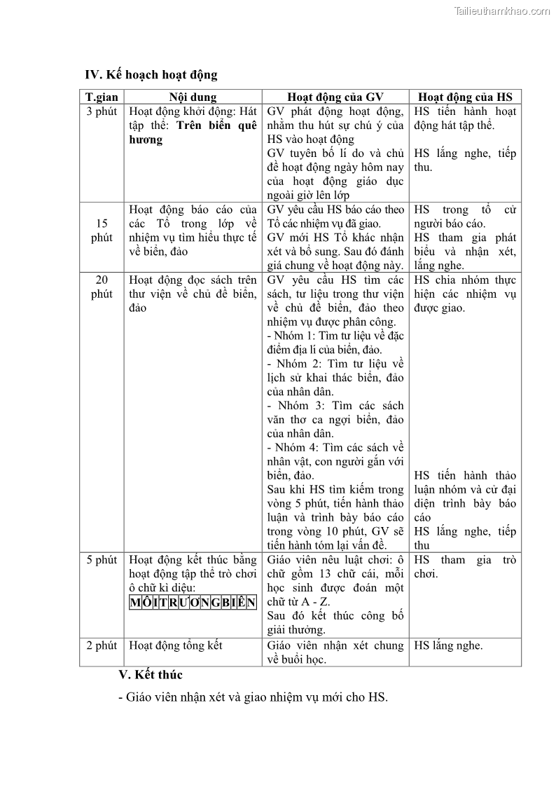 Luận văn thạc sĩ khoa học giáo dục Giáo dục tình yêu biển đảo cho học sinh THCS huyện Tứ Kỳ tỉnh Hải Dương thông qua các hoạt động giáo dục ngoài giờ lên lớp - 10 Trang 119