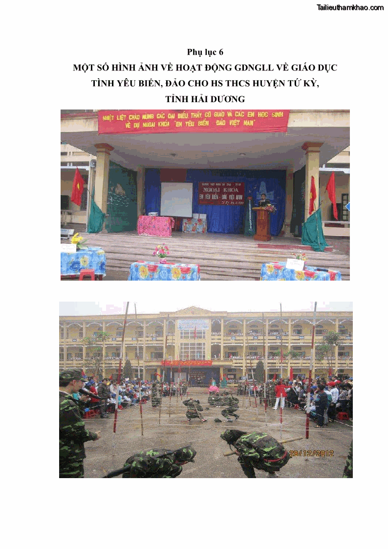 Luận văn thạc sĩ khoa học giáo dục Giáo dục tình yêu biển đảo cho học sinh THCS huyện Tứ Kỳ tỉnh Hải Dương thông qua các hoạt động giáo dục ngoài giờ lên lớp - 11 Trang 130