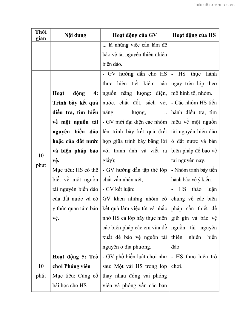 Luận văn thạc sĩ khoa học giáo dục Giáo dục tình yêu biển đảo cho học sinh THCS huyện Tứ Kỳ tỉnh Hải Dương thông qua các hoạt động giáo dục ngoài giờ lên lớp - 11 Trang 123