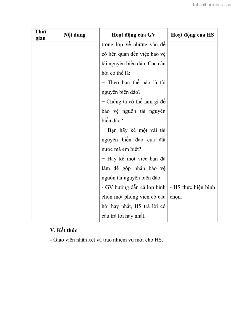 Luận văn thạc sĩ khoa học giáo dục Giáo dục tình yêu biển đảo cho học sinh THCS huyện Tứ Kỳ tỉnh Hải Dương thông qua các hoạt động giáo dục ngoài giờ lên lớp - 11 Trang 124