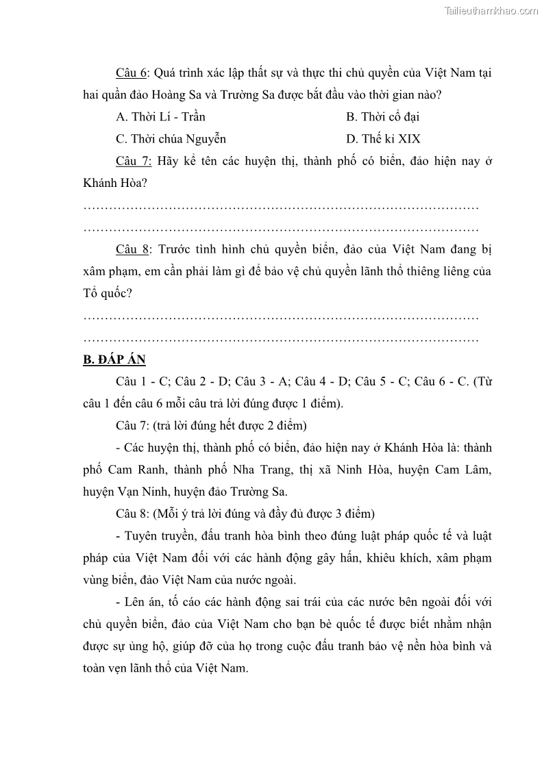 Luận văn thạc sĩ khoa học giáo dục Giáo dục tình yêu biển đảo cho học sinh THCS huyện Tứ Kỳ tỉnh Hải Dương thông qua các hoạt động giáo dục ngoài giờ lên lớp - 11 Trang 126
