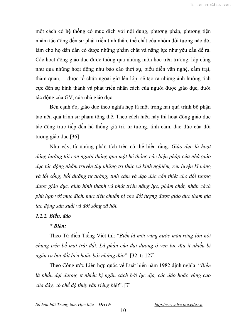 Luận văn thạc sĩ khoa học giáo dục Giáo dục tình yêu biển đảo cho học sinh THCS huyện Tứ Kỳ tỉnh Hải Dương thông qua các hoạt động giáo dục ngoài giờ lên lớp - 2 Trang 22