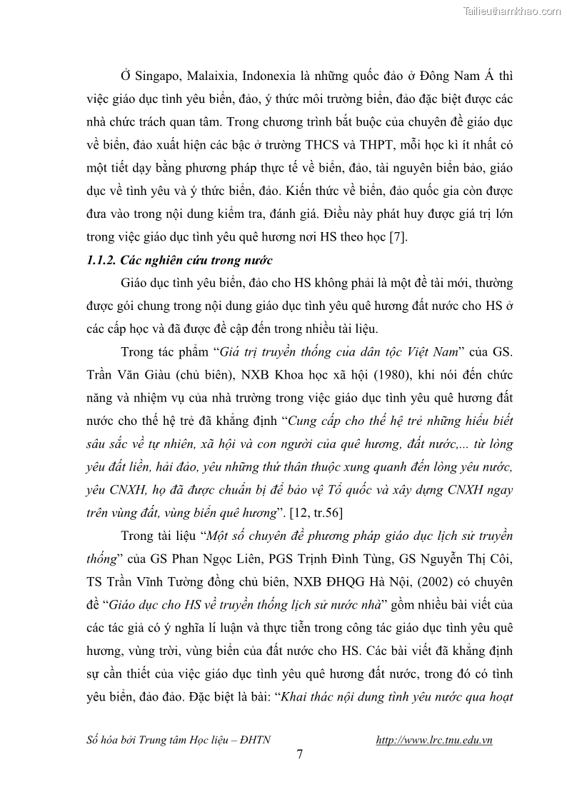 Luận văn thạc sĩ khoa học giáo dục Giáo dục tình yêu biển đảo cho học sinh THCS huyện Tứ Kỳ tỉnh Hải Dương thông qua các hoạt động giáo dục ngoài giờ lên lớp - 2 Trang 19