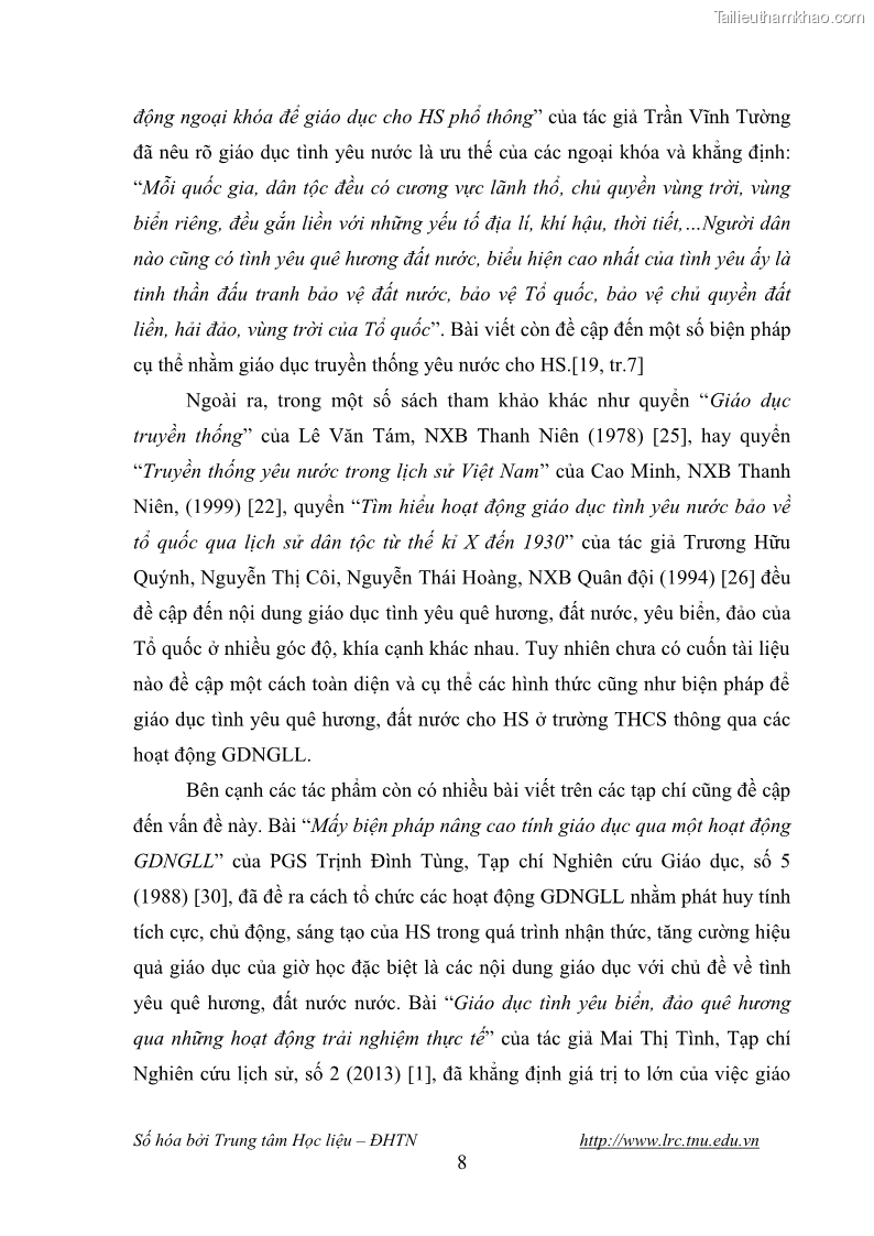 Luận văn thạc sĩ khoa học giáo dục Giáo dục tình yêu biển đảo cho học sinh THCS huyện Tứ Kỳ tỉnh Hải Dương thông qua các hoạt động giáo dục ngoài giờ lên lớp - 2 Trang 20