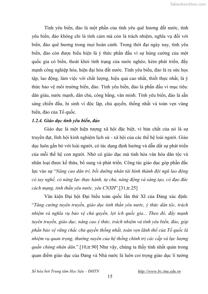 Luận văn thạc sĩ khoa học giáo dục Giáo dục tình yêu biển đảo cho học sinh THCS huyện Tứ Kỳ tỉnh Hải Dương thông qua các hoạt động giáo dục ngoài giờ lên lớp - 3 Trang 27