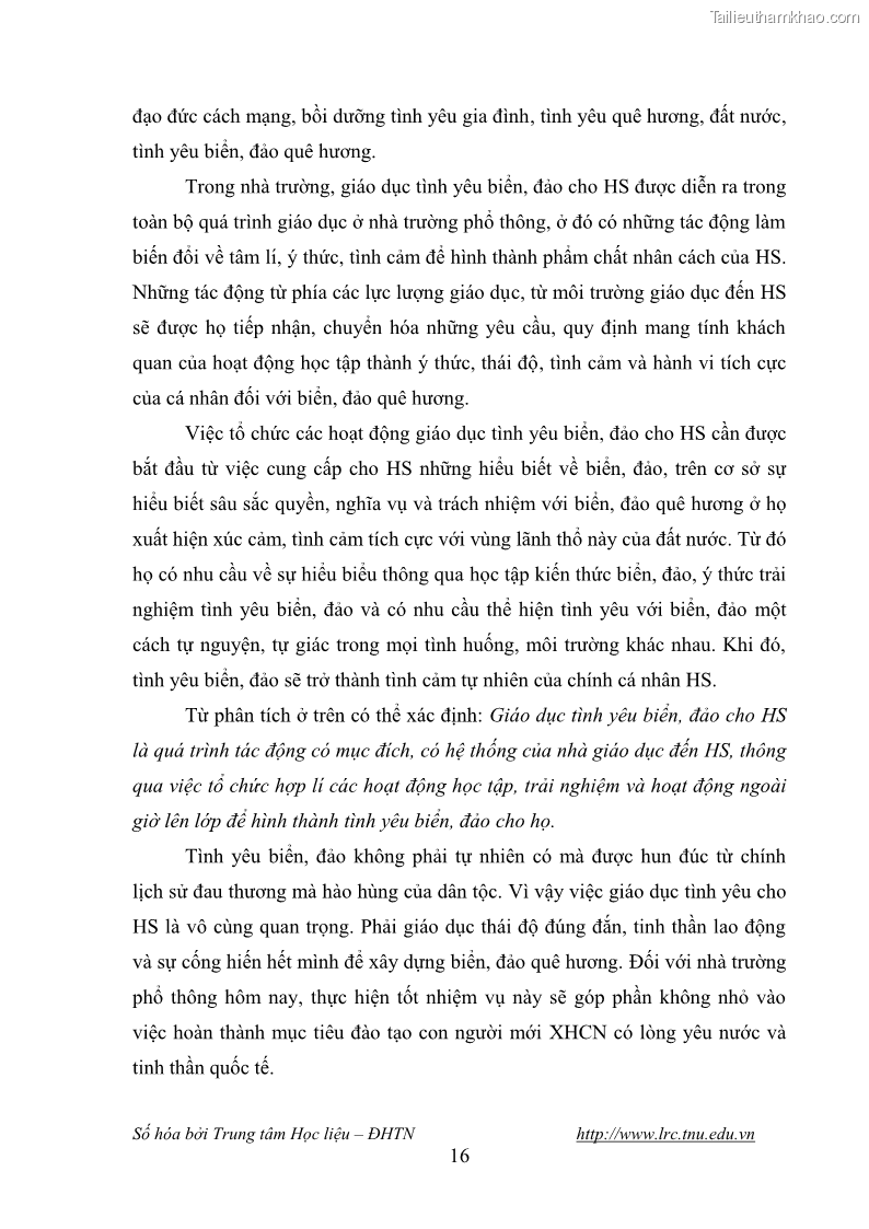 Luận văn thạc sĩ khoa học giáo dục Giáo dục tình yêu biển đảo cho học sinh THCS huyện Tứ Kỳ tỉnh Hải Dương thông qua các hoạt động giáo dục ngoài giờ lên lớp - 3 Trang 28