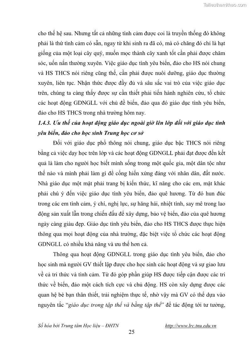 Luận văn thạc sĩ khoa học giáo dục Giáo dục tình yêu biển đảo cho học sinh THCS huyện Tứ Kỳ tỉnh Hải Dương thông qua các hoạt động giáo dục ngoài giờ lên lớp - 4 Trang 37