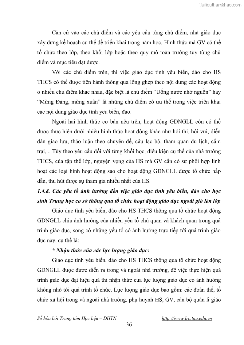 Luận văn thạc sĩ khoa học giáo dục Giáo dục tình yêu biển đảo cho học sinh THCS huyện Tứ Kỳ tỉnh Hải Dương thông qua các hoạt động giáo dục ngoài giờ lên lớp - 4 Trang 48